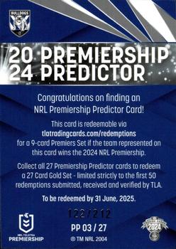 2024 NRL Traders Titanium - Premiership Predictor #PP03 Bulldogs Back